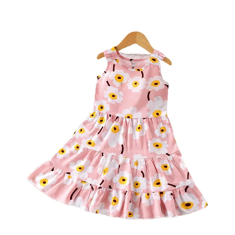 

2020 Summer Baby Dress skirt cotton girls dress sleeveless princess dress baby vest skird, Pink