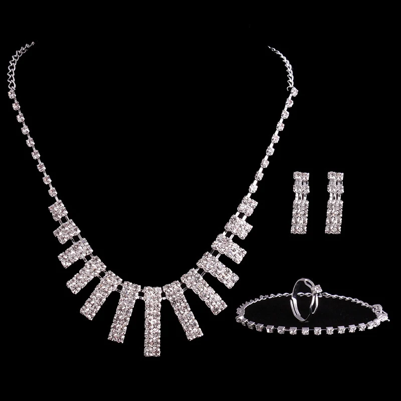 

Jachon Luxury bridal Jewelry Set A four piece wedding jewelry set with crystal jewelry set, Picture