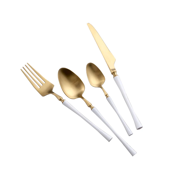 

Custom Popular Flatware Set Spoons And Forks Stainless Steel Black And Gold Cutlery Sets, Mix color