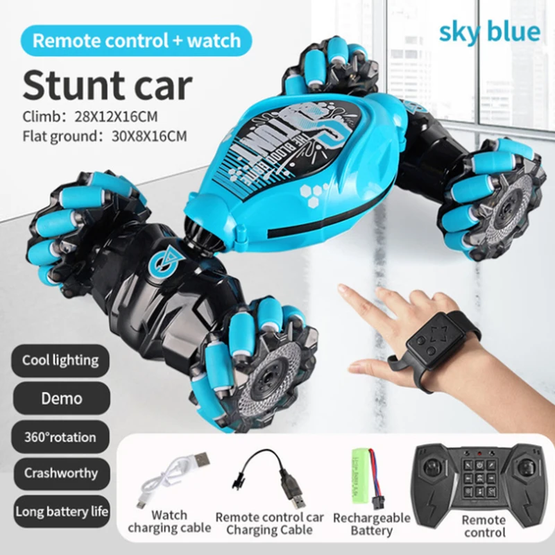 

kids RC Car Radio Gesture Induction 360 Stunt Rolling Twisting Climbing Car Watch Double Sided Control Stunt Rc Car Toy K1