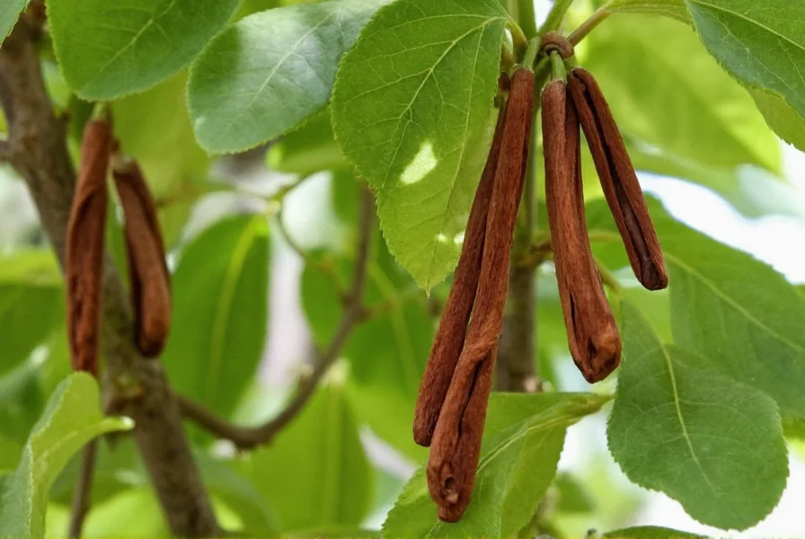 Close-up of cinnamon bark being processed into quills by hand