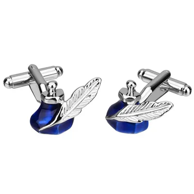 

2021 Fashion Stainless Steel Cuff Links Retro Europe Blue Cufflinks Men's Cuff Links For Men, Picture
