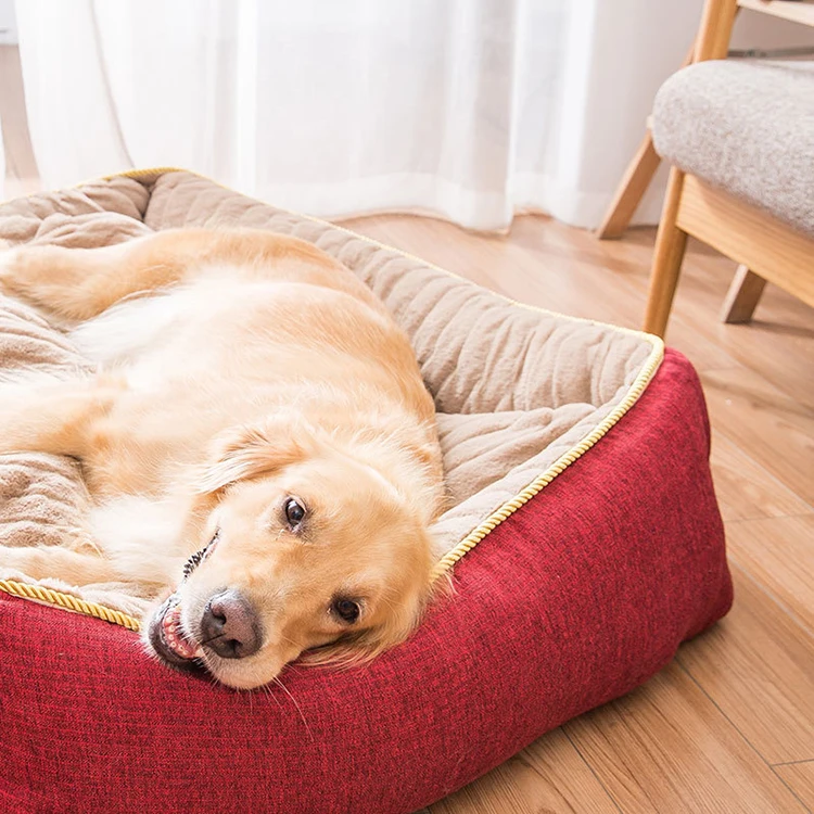 

Amazon Hot Large Rectangle Calming Pet Bed Dog Cat Pet Sofa Bed, Solid