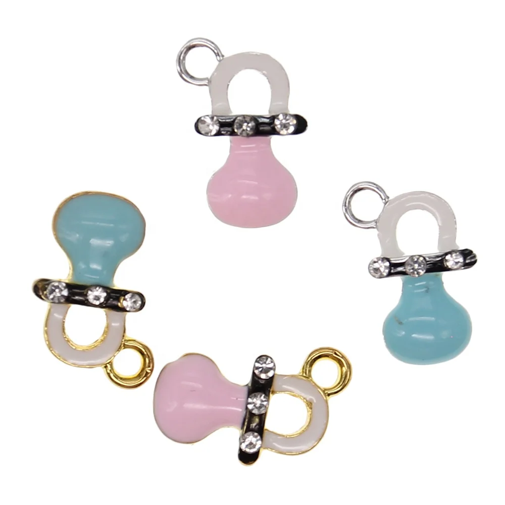 

Cute Mini Rhinestone Crystal Enamel Pacifier Shape Baby Pin Charms for Kids, Various, as your requsts