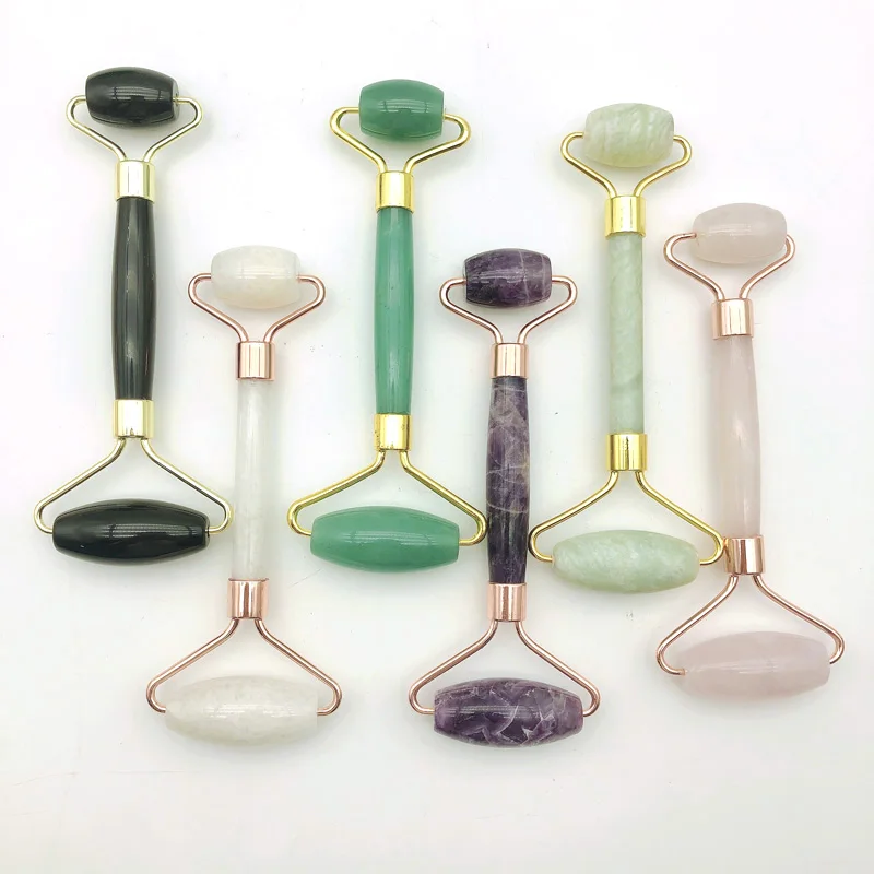 

Hot Sale high quality natural amethyst jade facial roller crystal rose quartz stone jade roller