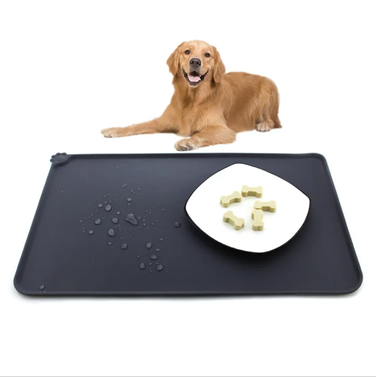 

Y3718 Customized Size Silicone Waterproof Pet Feeding Mats Nonslip Pet Food Mat Silicone Dog Bowl Mats, Random