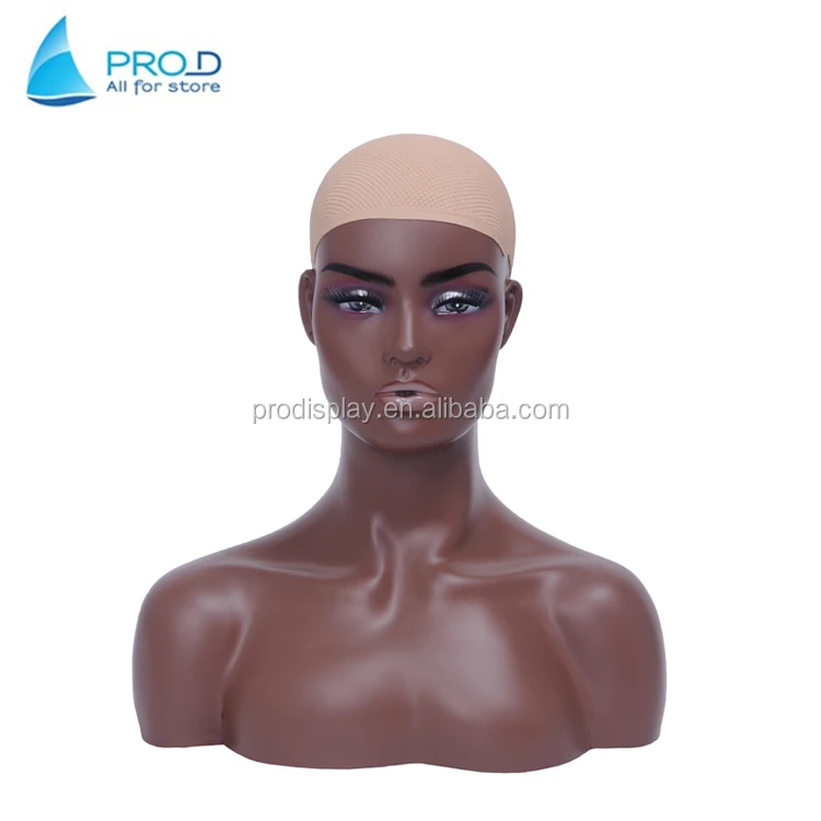 European and American wig jewelry display head model with exquisite and exaggerated makeup, dark skin tone model head