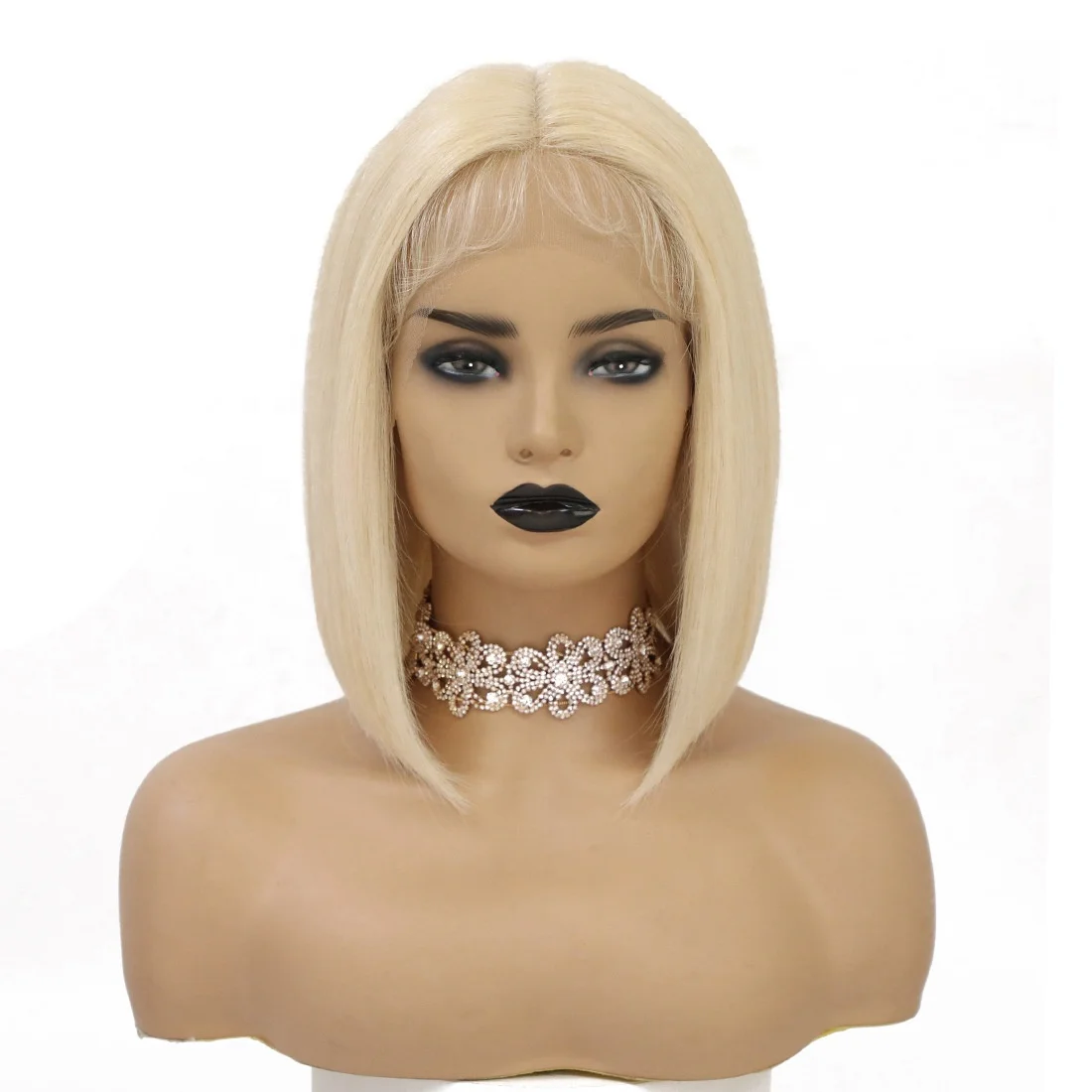 

Highknight 100% Cuticle Aligned Hair Short Bob Lace Wigs Blonde Color Short Human Hair T Part Bob Wig For Black Women