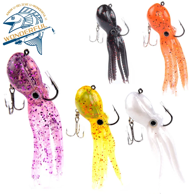 

Hot Sale 90mm 23g PVC Plastic Artificial Bionic Bait Swimming Squid Skirt Wobblers Lead Head Soft Fishing Octopus Lure