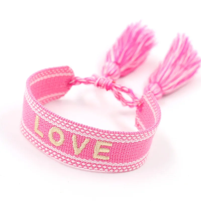 

New Wholesale Colorful Handmade Woven Bracelet for Men Women Unisex Love Letter Custom Braided Friendship Width Bracelet