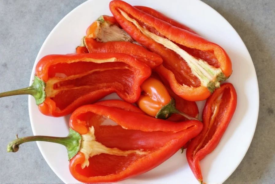 Various dehydrated bell pepper products on display