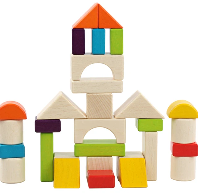 2019 hot sale toys 30 colorful wooden blocks toy