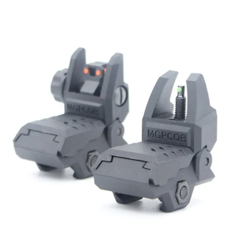 

Hunting Accessories ar15 Flip Up Front Rear Sight Tactical red green dot Fiber Optic Folding Iron sight AR 15 parts, Black