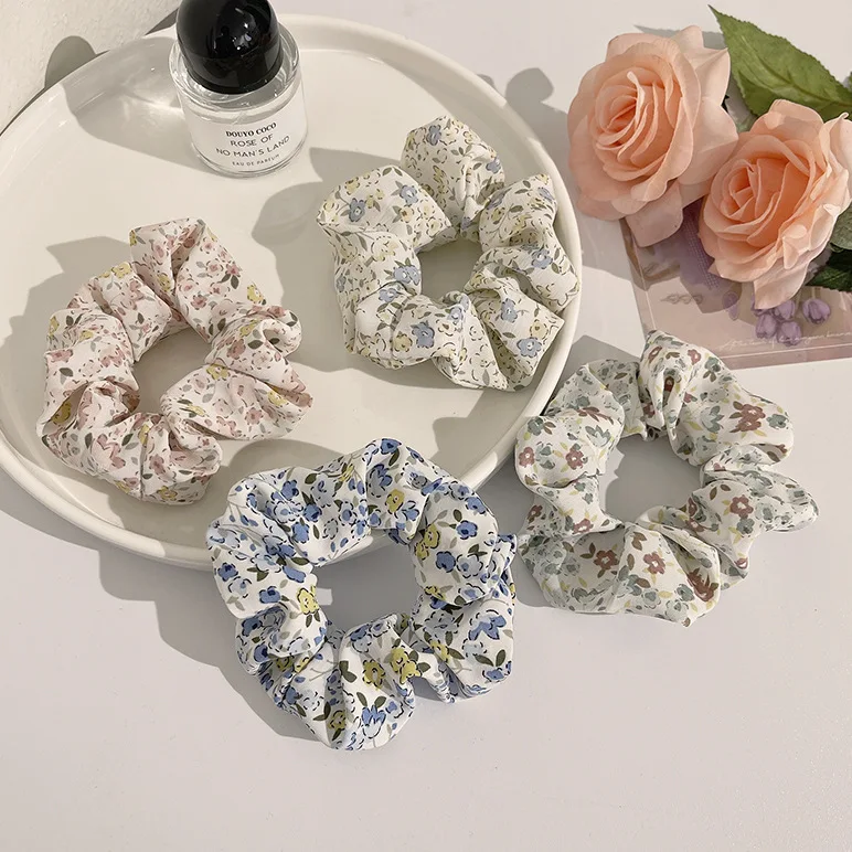 

new design cute sweet fashion hair scrunchies flower hair scrunchies for girls hair scrunchies