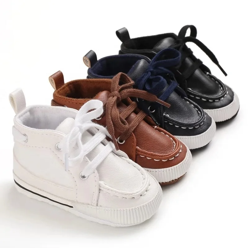 

Fashion Casual Infant Lace Up Black Toddler Prewalker Baby Boy Newborn Shoes