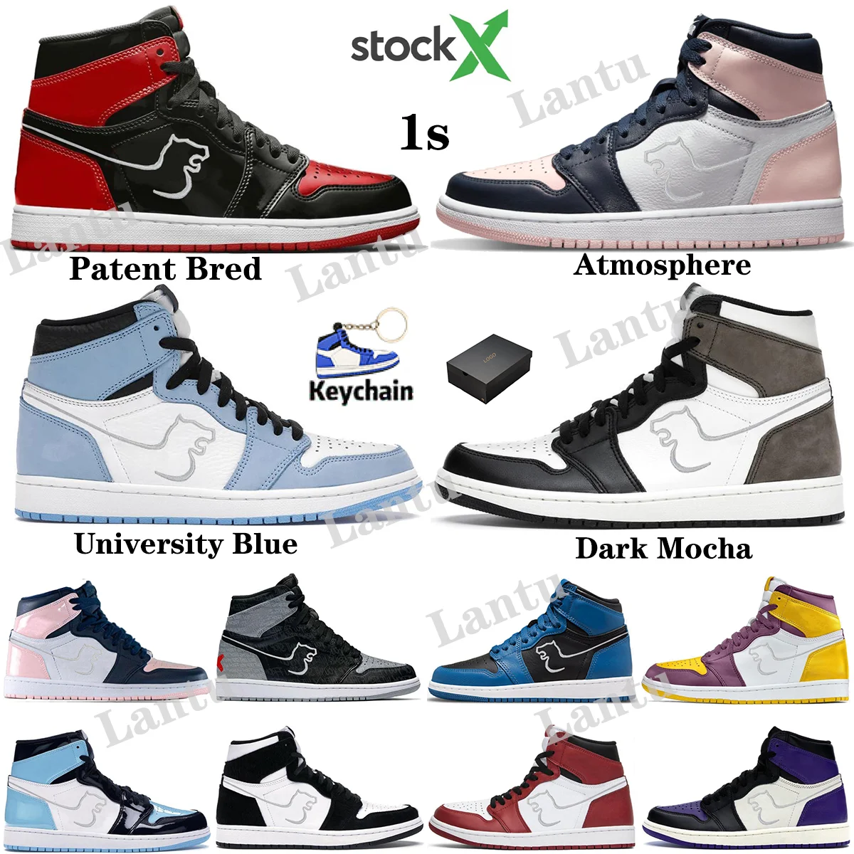 

2022 New In Stock X Custom Logo Original Logo High retro OG quality AJ 1 Bred Patent Red Thunder Basketball Shoe for men 1 retro