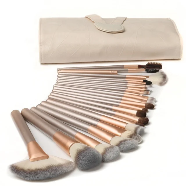 

BEAU FLY Wholesale Makeup Brush Set 12pcs 18pcs 24pcs Private Label Champagne Makeup Brush Set, Beige