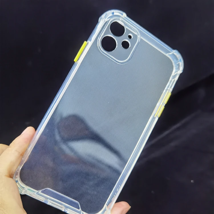 

Drop Proof 2.0mm Colorful Buttons Shockproof Bumper High Clear Transparent TPU Mobile Phone Cover Case For Iphone 12 Mini