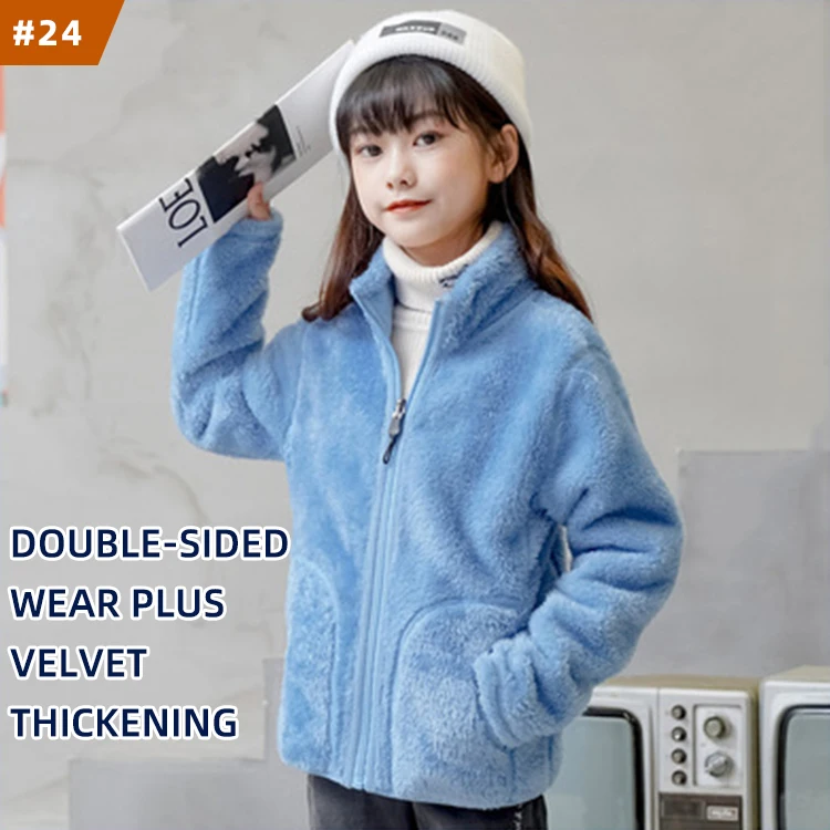 

2021 new arrival double side full zip fashion jacket winter wear kids jackets girls polar fleece fabric casual jackets for girls, Mix color is available