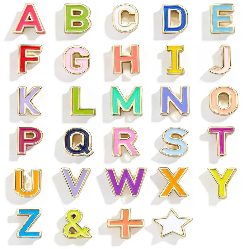 

2021 New Style Golden Plating Alphabet Charms Beads Alloy Alphabet Letter Beads For Jewelry Making Bracelet Making, Colorful