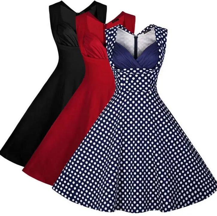 

WIIPU Retro 50s Rockabilly Vintage Polka Dots Swing Dress 1950s Evening Formal dress, Pictures