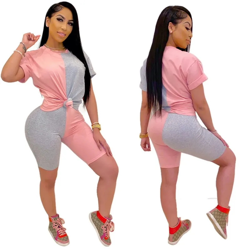 

S-2XL 2 Piece Set Women Summer Casual Short Sleeve T-Shirts Top And Shorts Pants Fashion Suit