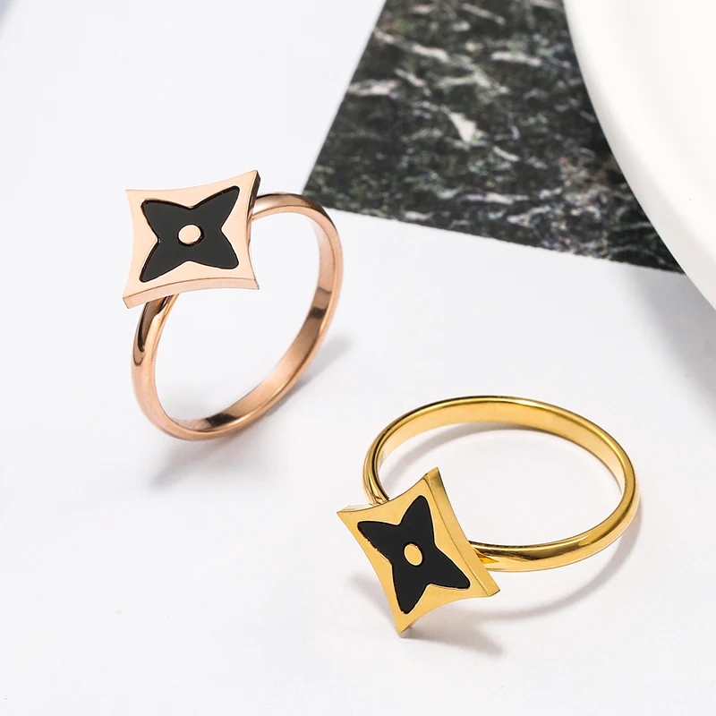 

Ins Hot Custom Design Trendy Gold Plated Rings Jewelry Women,Four Leaf Clover Ring