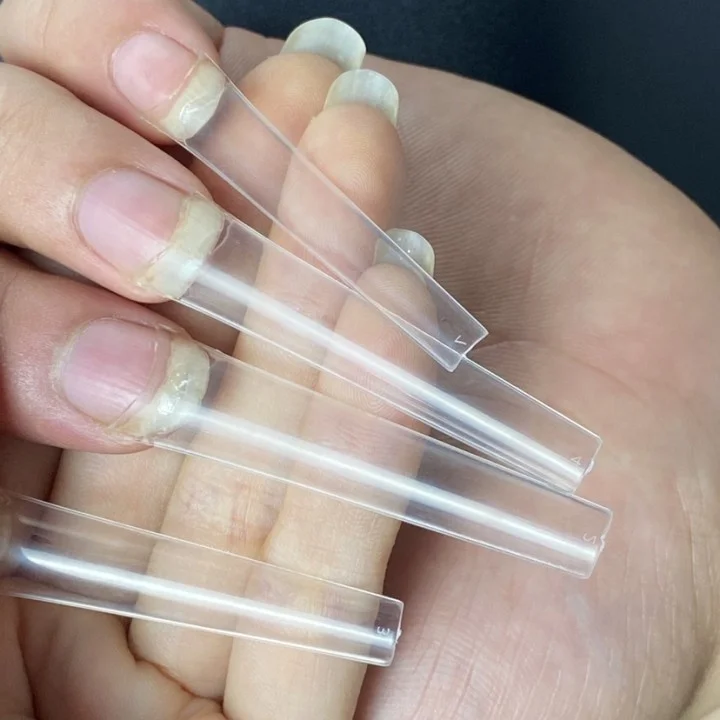 

2021 New Design Wholesale 500pcs/bag False Finger Extra long Max XXL coffin plus Nail Tips, Clear/ natural/ white