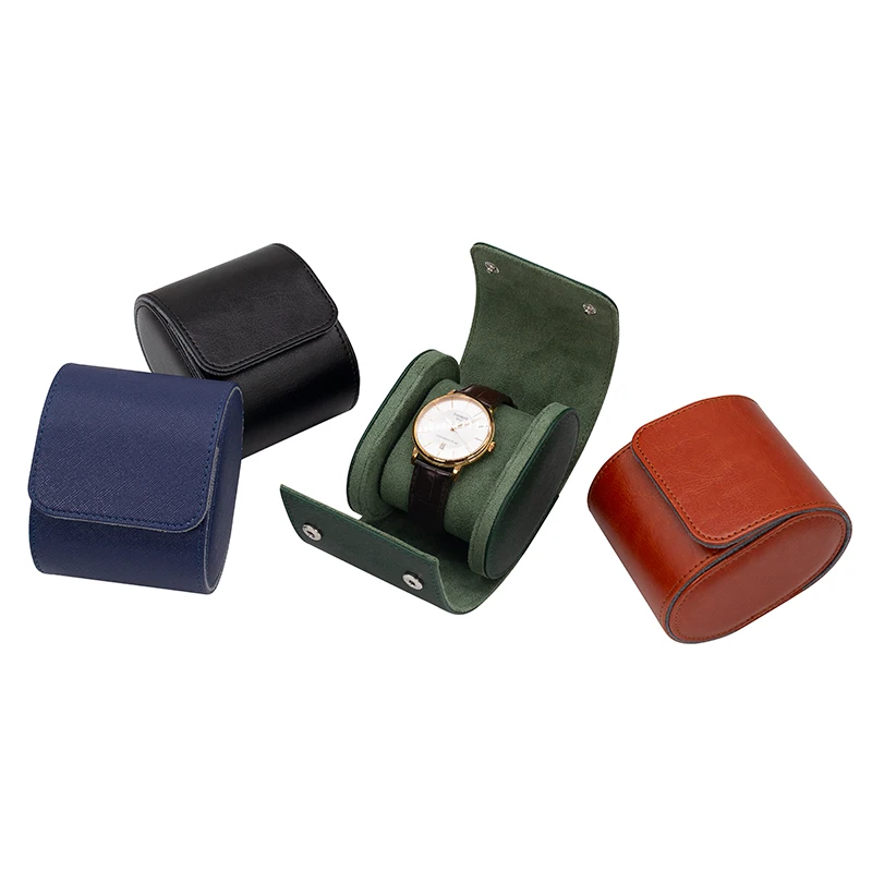 

Dropshipping Leather Watch Pouch Luxury Portable Watch Roll Customized Logo Travel Watch Case, Blue/green/brown/black