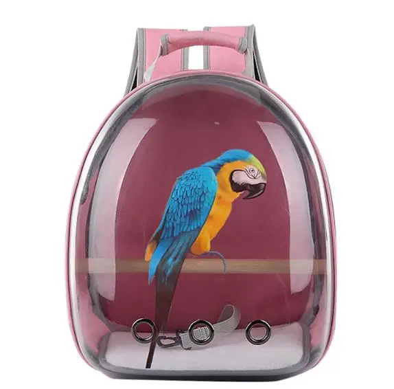 

custom bird carrier backpack with pine wood perch & grass mat parrot transparent backpack from anhui bags, Customized