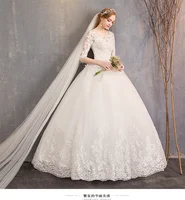 

Half Sleeve Vestidos De Novia Estilo Princesa Puffy Skirt Corset Lace Wedding Dress