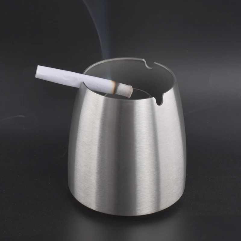 

Wholesale Cigarette Butts Tobacco Silver Ashtray with Lid Stainless Steel Windproof Ashtray, Black