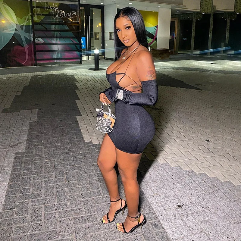 

Sexy Low Cut Backless Mini Dress Womens Streetwear Fashion 2021 Chiffon Prom Dresses Spaghetti Strap Cut Out Cheap Prom Dress