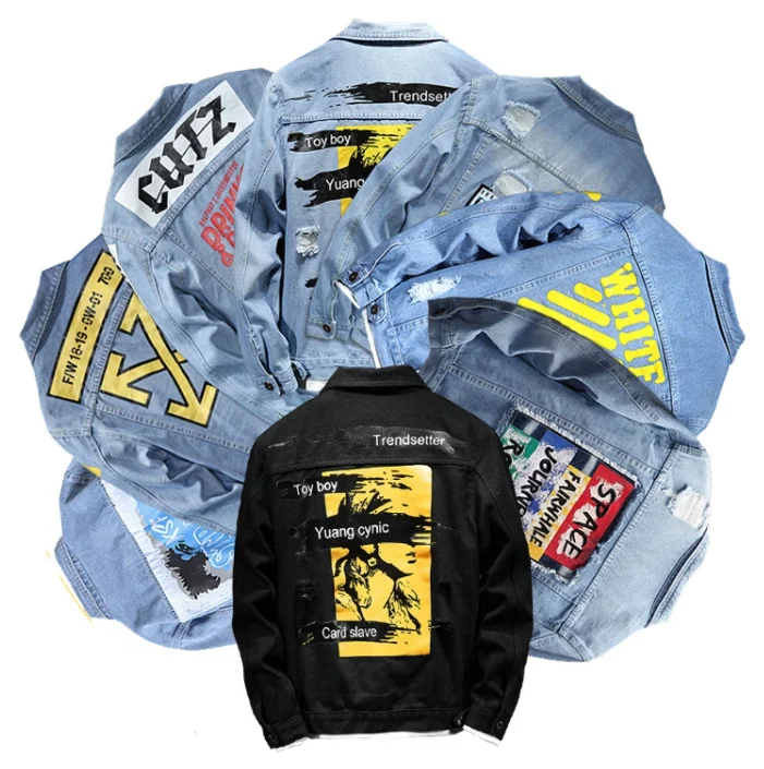 

2021 New arrival fashion denim jacket wholesale washed custom blue men denim jean jackets