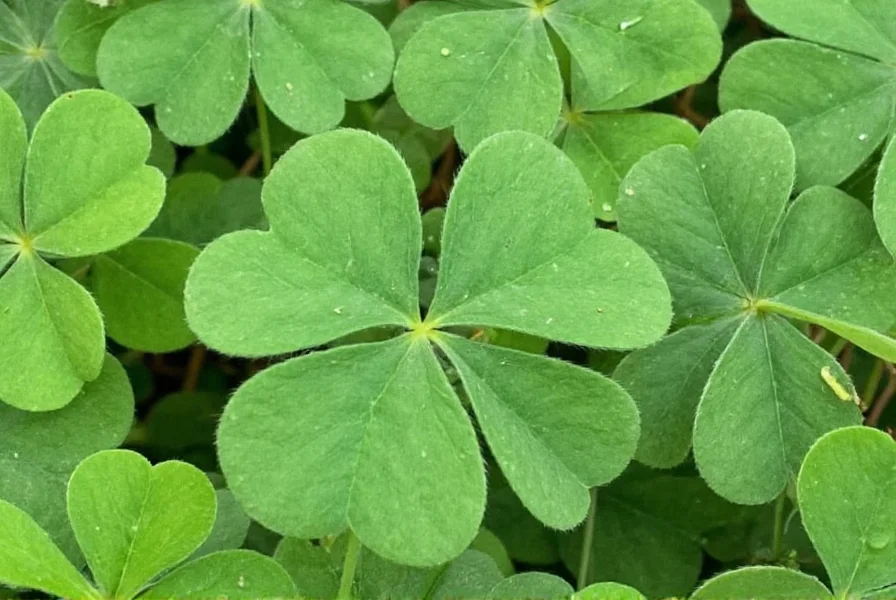 Close-up view of Clover Key white clover showing characteristic leaf structure and flowers