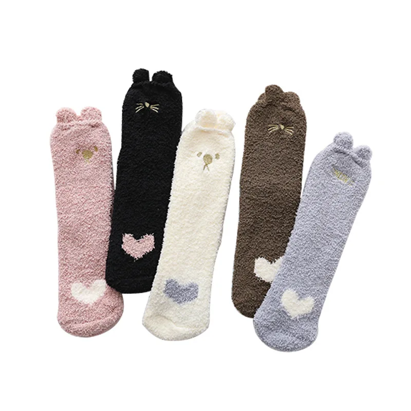 

Wholesale Cozy Comfy Embroidered Socks Animal Pattern Custom Fuzzy Socks Think Warm Women Winter Cute Socks Women