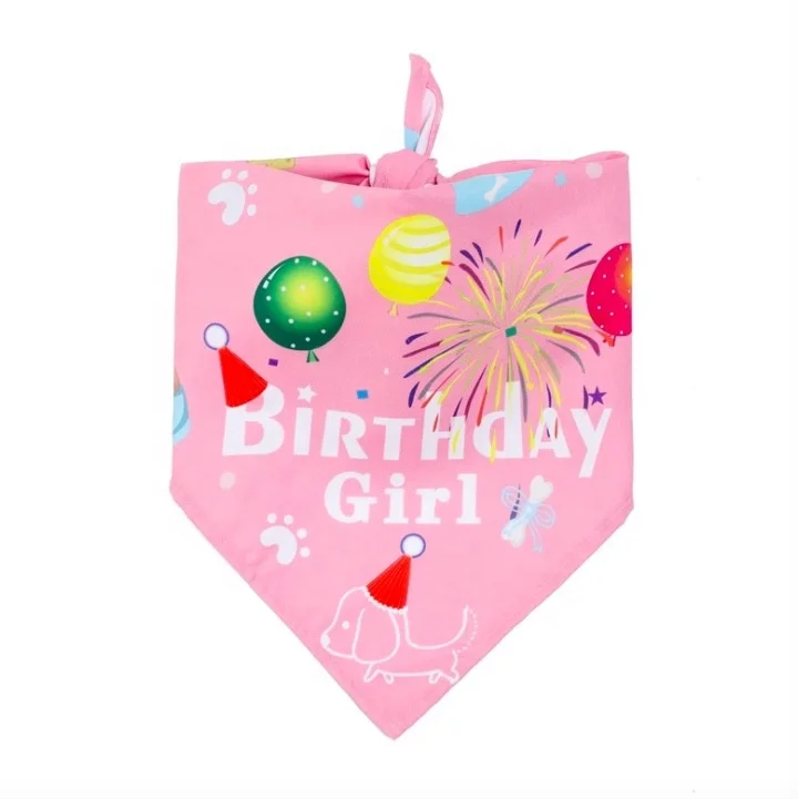 

Hot Sale Customized Pet scarf Dog Birthday Bandana for Medium Large Dog pet birthday Gift Decorations Blue pink, Multicolor