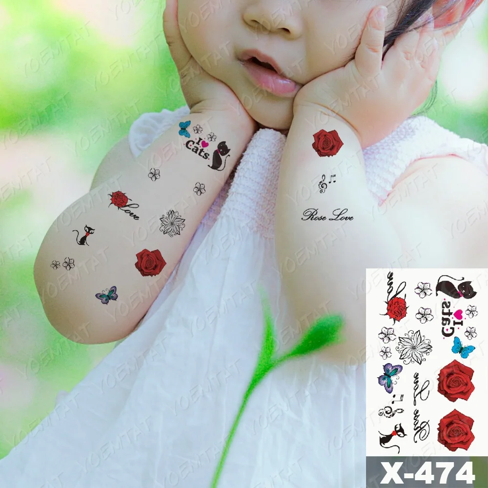 

Multi-size factory price waterproof Decal arm red flower tattoo sticker, Cmyk