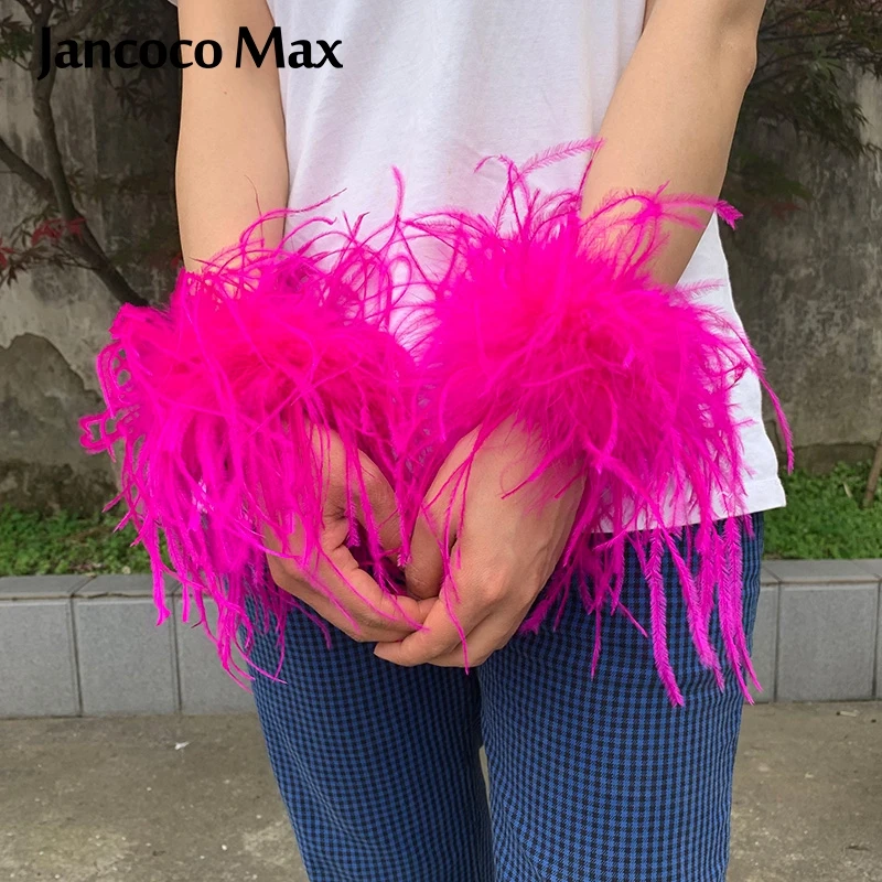 

Wide Fluffy No Gaps Feather Clap Bracelets Stylish Slap Band Wristband Ostrich Feather Fur Cuff, Customized color