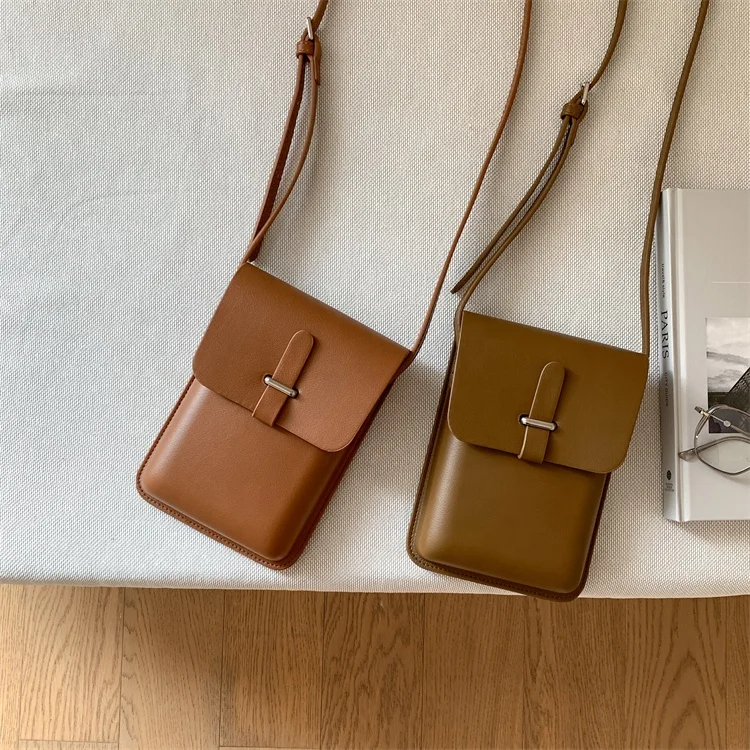 

South Korea New Design Pu Leather Casual Shoulder Bag Minimalist Phone Bag Crossbody Mini Leather Bag