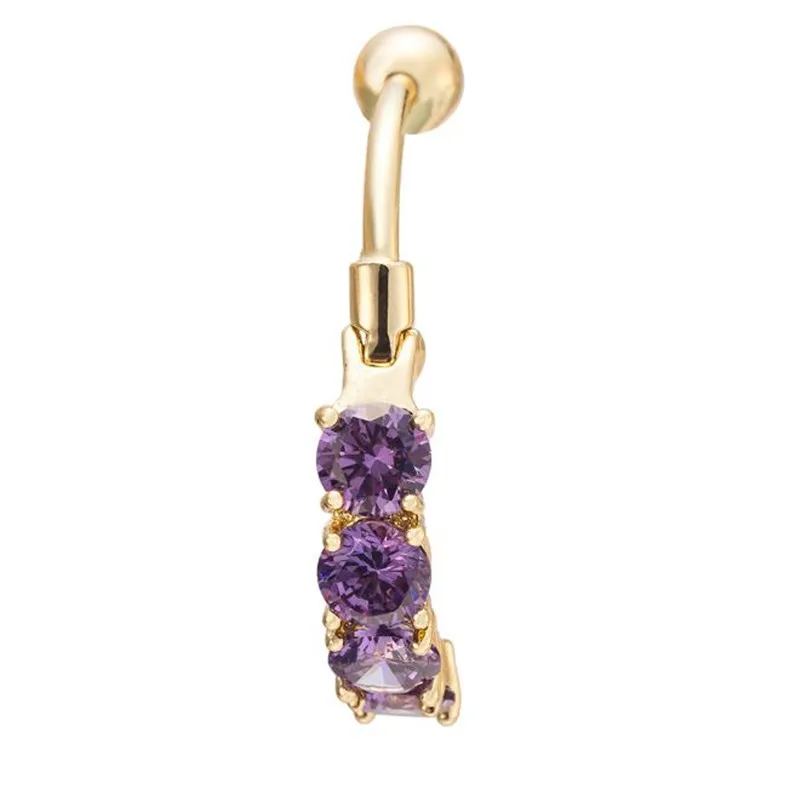 

Sexy Body Belly Piercing Jewelry Zircon Luxury Titanium Dangling Belly Ring, Purple/white/pink