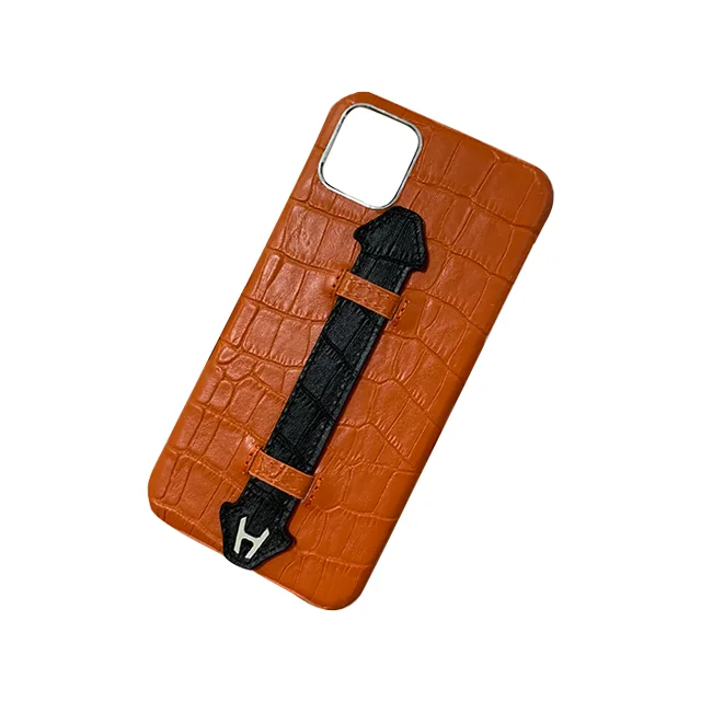 

For Iphone Creative Stand Case Color Leather Wristbands Bracket Design Embossed Crocodile Phone Case, Black, black red, black blue
