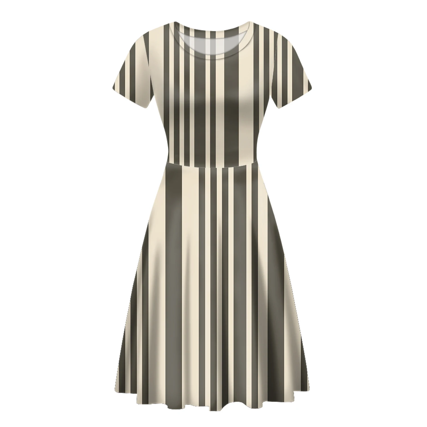 

Clothes Women Dresses Stripe Print Soft Floral Short Sleeve Casual T Shirt Loose Dress Plus Size