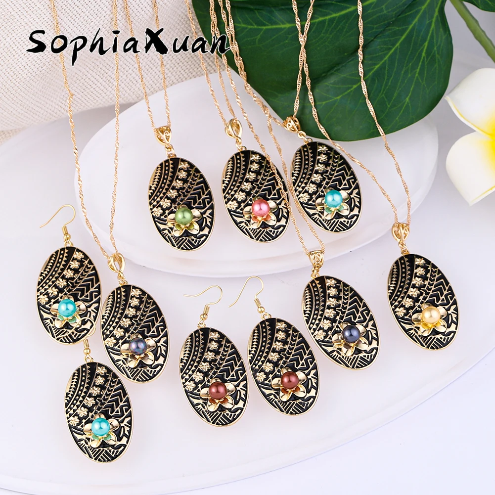 

SophiaXuan Fashion Pearl Customized Polynesian Jewelry Wholesale Hawaiian Jewelry Set, Picture shows