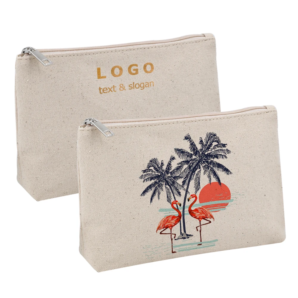

Factory Wholesale Calico Makeup bag Custom Zipper Cotton Canvas Natural Fabric Logo Pattern Printed Packaging Eco Friendly Pouch