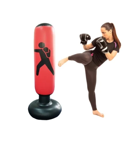 

2021 New Arrivals Stress Release Training Adult Indoor Games Inflatable Stand Punching Bag Boxing Bag De-Stress Boxing, Red, yellow, black