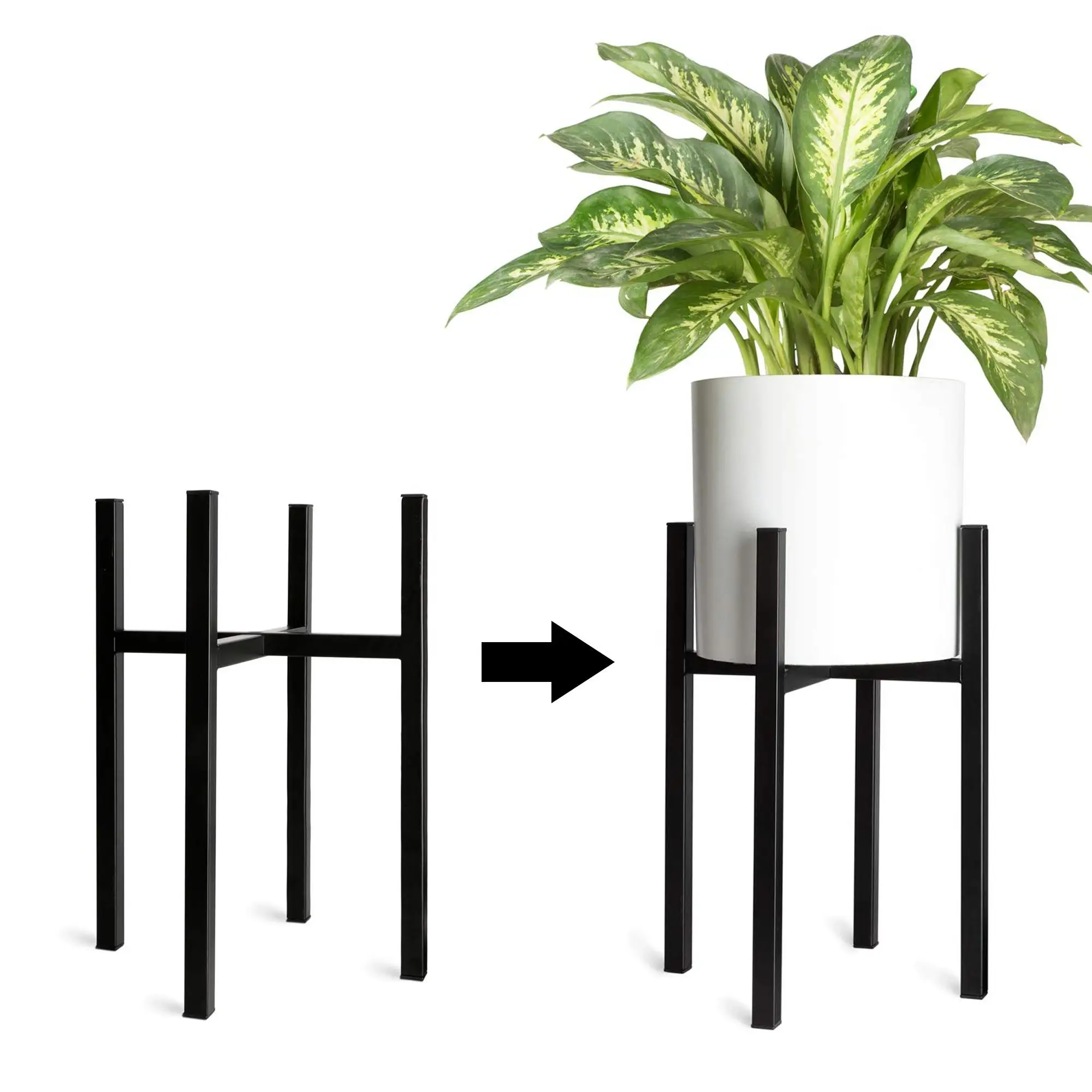 

Plant Stand House Home Decor Modern Mid Century Display Holder Rack Wrought Iron Adjustable Indoor Flower Pot Metal Plant Stand, Black, white, gold or customization