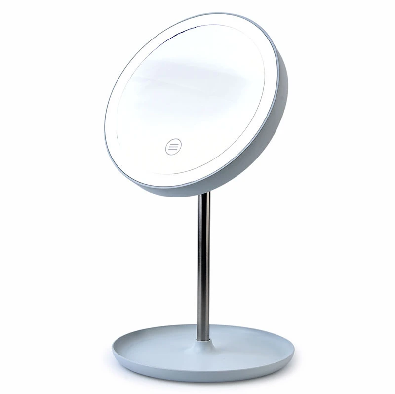 

Intelligent Charging Portable Led Makeup Mirror with Light Plastic Pp Oval Mirror Silver Mirror Beauty Products for Women