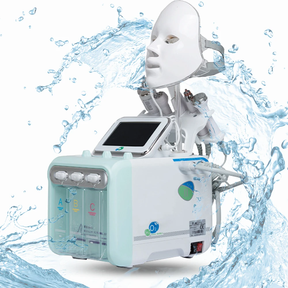 

Newest 2021 Skin Care 7 in 1 Intelligent Bubble Ball Small Bubbles Facial Machine RF Oxygen hydra Jet Water With the LED mask