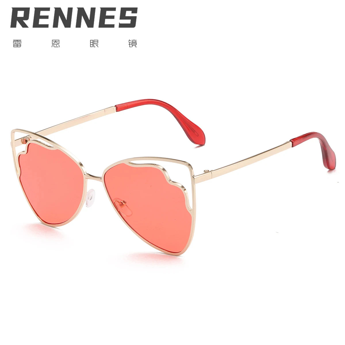 

2021 New triangle hollow-out sunglasses colorful lenses cat's eye sunglasses special-shaped lenses sunglasses 2907